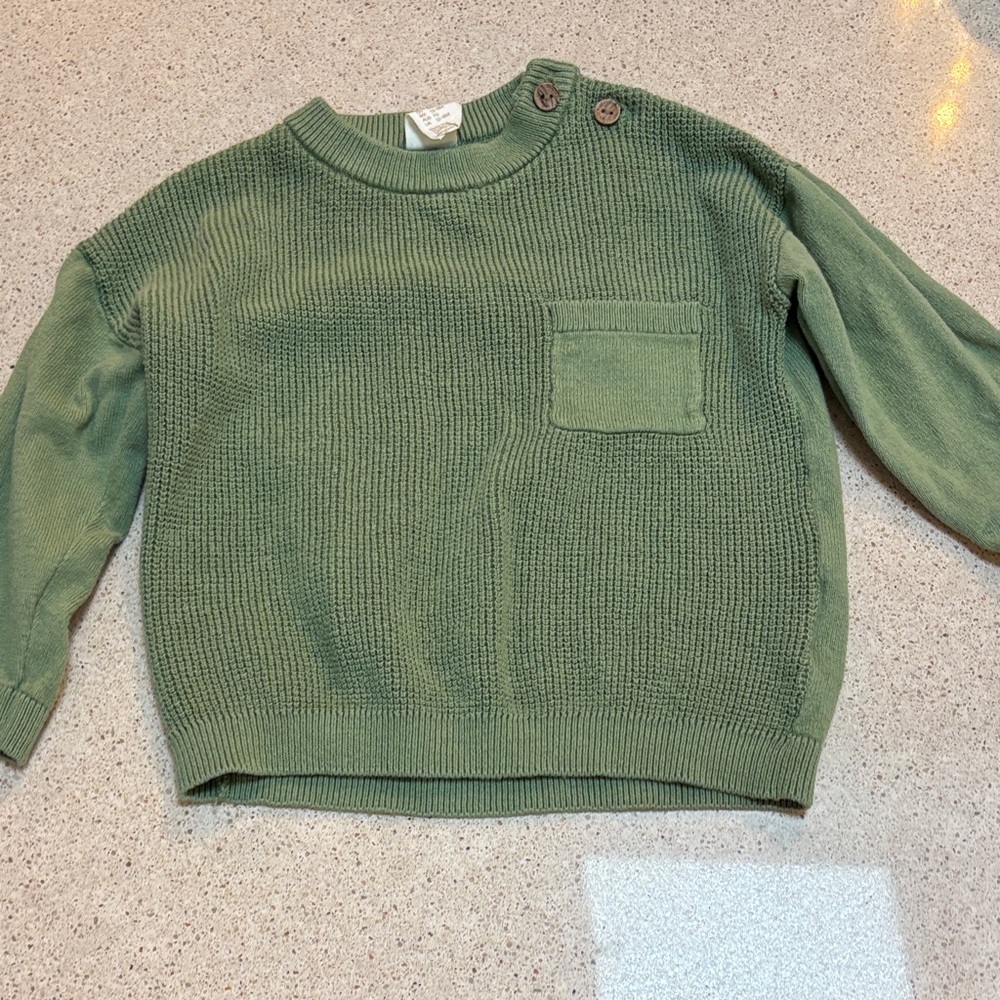 H&M Kids Green Sweater with Button Detail